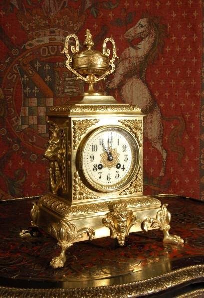 fig 2. ***** SOLD ***** Japy Freres Antique French Brass Table Clock. French - Circa 1870